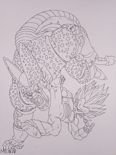Dibujo de Vegeta vs Celula