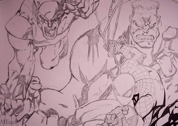 Dibujo de una portada Marvel